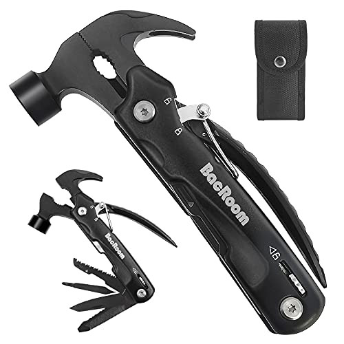 12 in 1 Multitool Hammer, Camping Accessories Survival Gear and Equipment Multi Tools, Unique Gifts for Fathers Day, Cool Gadgets for Men, Father, Dad, Husband, Boyfriend