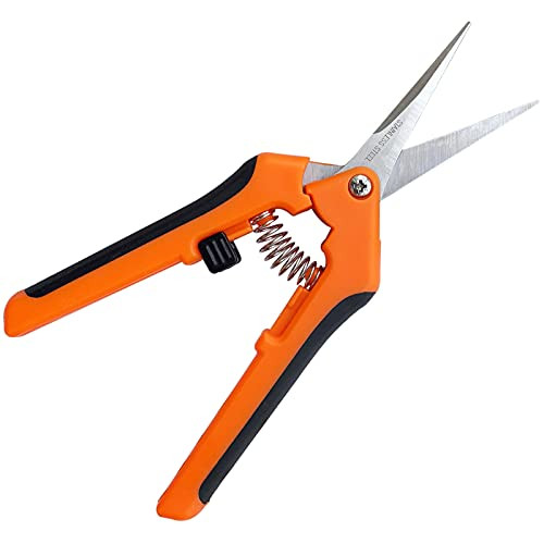 Garden Shears Pruning Scissors, Steel Pruning Shears Gardening Hand Tools Pruners, Trimming Scissors Gardening Supplies for Plants Flower Leaves with Straight Stainless Steel Blades 6.5 Inch, Orange