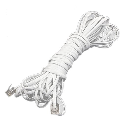 Uxcell 6P2C RJ11 Plug 10M Long Telephone Extension Cable for Landline Telephone, White