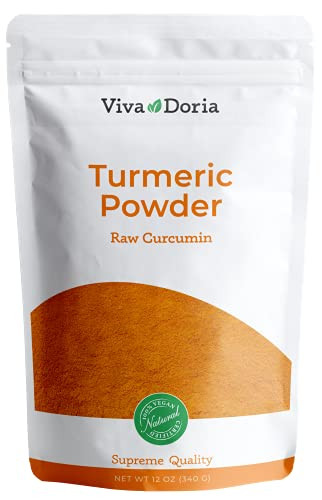 Viva Doria Turmeric Root Powder 12 oz, 100 percent Raw Indian Curcumin Powder, All Natural Turmeric, Reclosable pouch bag