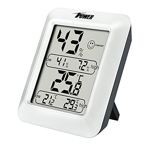 iPower Digital Indoor Hygrometer Thermometer Room Temperature and Humidity Gauge with Air Comfort Indicator and Large Display, Thermo plusHygro Meter 1 Pack, Monitor for Greenhouse Office Cellar