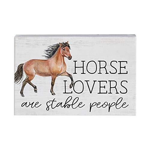 Simply Said, INC Small Talk Rectangles, Horse Lovers are Stable People- 3.5"x5.25" Rustic Distressed Wood Sign STR1457