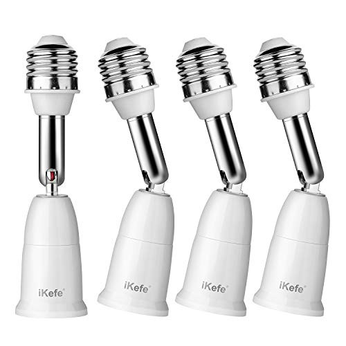 iKefe E26/E27 Light Bulb Socket Extender Adapter,180 Degree Bendable Light Fixture, E26/E27 to E26/E27 Medium Base Adjustable Socket Converter Extension-4 PCS-