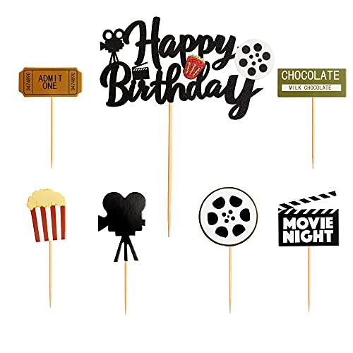 Ercadio 25 Pack Movie Cupcake Toppers with Happy Birthday Cake Topper Movie Night Cupcake Picks Decorations for Hollywood Theme Birthday Party Supplies Ercadio 25 Pack Movie Cupcake Toppers with Happy Birthday Cake Topper Movie Night Cupcake Picks Decorations for Hollywood Theme Birthday Party Supplies