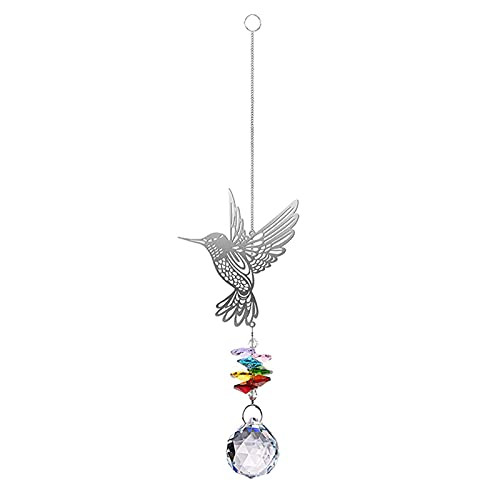 Crystals Window Suncatcher, Hummingbird Sun Catcher Ball Prisms Rainbow Maker, Hanging Crystals Ornament Decoration for Home, Garden, Office, Car Pendant-Jiangshen