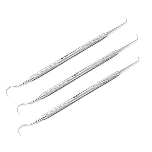 MettleZ Dental Examination Probe 6 double Ended Dentist Hygienist Probes CE - Dental Explorer 6 for Exploring cavity and calculus detection instrument - used to locate calculus deposits -set of 3-