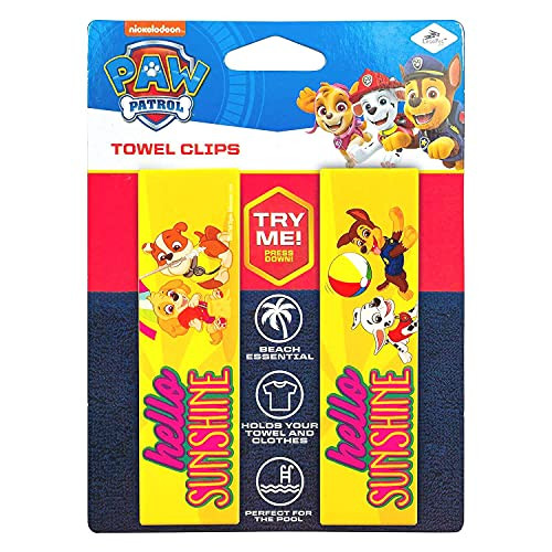 Paw Patrol Hello Sunshine - Beach Towel Holders, Clips, Beach, Patio or Pool Accessories, Portable Towel Clips, Chip Clips, Secure Clips -Hello Sunshine-