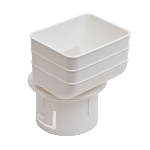 Universal Downspout to Drain Pipe Tile Adapter -White, 2x3x3-