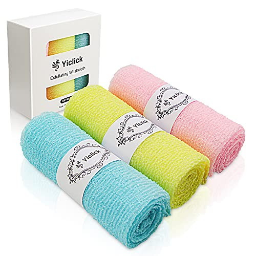 Yiclick Exfoliating Washcloth Towel [3 Pack-, Japanese Nylon Exfoliating Bath Wash Cloth for Body Exfoliation, Korean Back Scrubber Washer for Shower, Body Scrub Brush Loofah Exfoliator Yiclick Exfoliating Washcloth Towel [3 Pack-, Japanese Nylon Exfoliating Bath Wash Cloth for Body Exfoliation, Korean Back Scrubber Washer for Shower, Body Scrub Brush Loofah Exfoliator