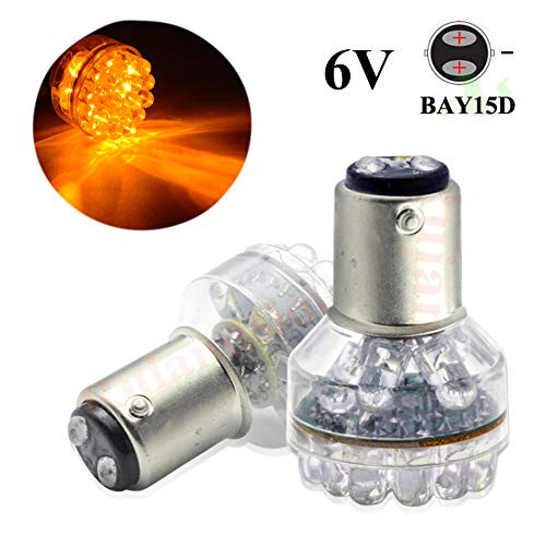 Ruiandsion 2pcs 1157 BAY15D LED Bulbs Amber DC 6V DIP 24 LED Replacement Bulbs for Reverse Backup Light Stop Parking Light