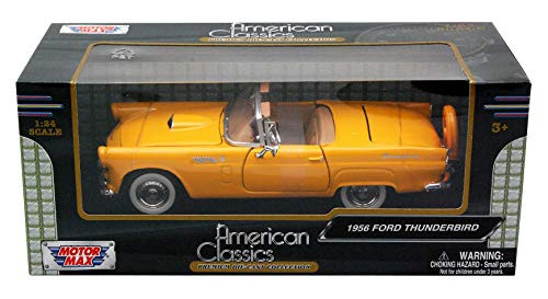 Motormax 1/24 Scale 1956 Ford Thunderbird Convertible Diecast Model Vehicle Yellow