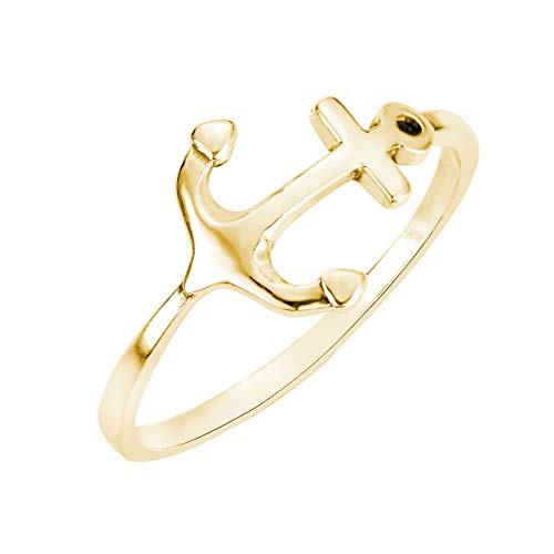CloseoutWarehouse Yellow Gold-Tone Plated Sterling Silver Anchor Ring Size 6