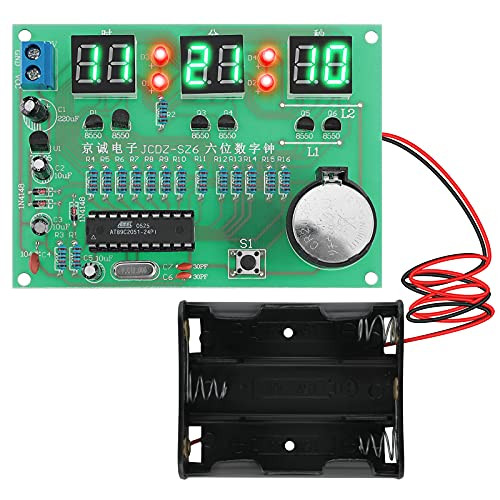 DIY Electronic Clock Module Kit -MakerFocus Digital LED Display PCB Soldering Project Learning Board with Battery Holder for Beginner Welding Learner