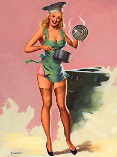 A SLICE IN TIME 1940s Pin-Up Girl are You Hungry? Picture Poster Print Art Vintage Pin Up. Poster Measures 10 x 13.5 inches