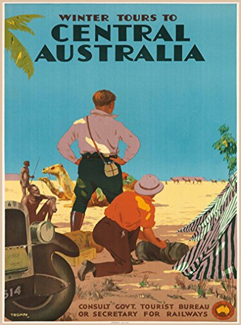 A SLICE IN TIME Winter Tours to Central Australia Vintage Australian Travel Advertisement Art Poster Print. Poster Measures 10 x 13.5 inches