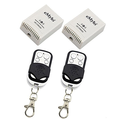 eMylo DC 12V 2x 2 Channels 433Mhz Wireless RF Relay Remote Control Switch 2pcs Transmitter with Receiver for Garage Door Motor
