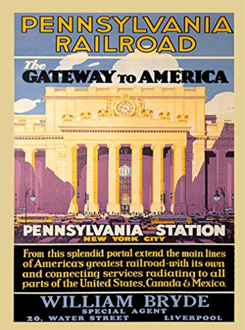 A SLICE IN TIME Pennsylvania Railroad Gateway to America Pennsylvania Station New York City United States of America Travel Advertisement Art Poster Print. Measures 10 x 13.5 inches A SLICE IN TIME Pennsylvania Railroad Gateway to America Pennsylvania Station New York City United States of America Travel Advertisement Art Poster Print. Measures 10 x 13.5 inches