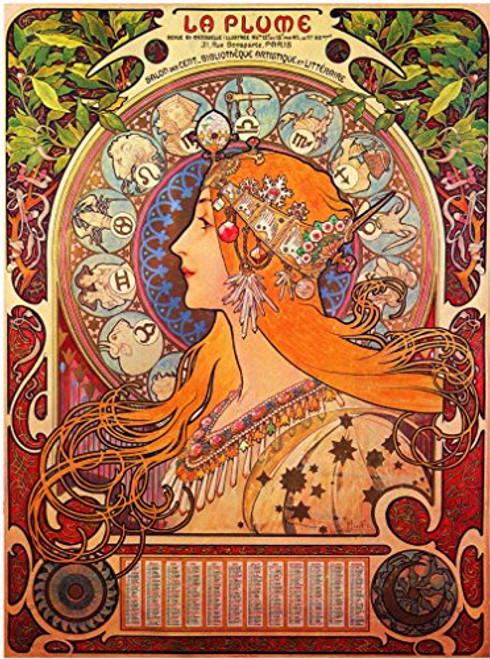 A SLICE IN TIME La Plume Beautiful Woman Classic French Nouveau Alphonse Mucha France French Vintage Travel Advertisement Art Poster Print. Measures 10 x 13.5 inches A SLICE IN TIME La Plume Beautiful Woman Classic French Nouveau Alphonse Mucha France French Vintage Travel Advertisement Art Poster Print. Measures 10 x 13.5 inches
