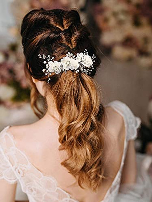AW BRIDAL Wedding Hair Comb Flower Bridal Hair Comb Rhinestone Wedding Hair Pieces Bridal Hair Accessories for Brides Flower Girls -Silver- AW BRIDAL Wedding Hair Comb Flower Bridal Hair Comb Rhinestone Wedding Hair Pieces Bridal Hair Accessories for Brides Flower Girls -Silver-