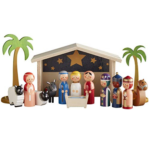 FAO Schwarz Holiday Nativity Set Wood 15pc