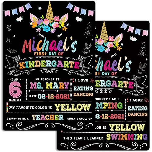 First Day and Last Day School Chalkboard Unicorn Back to School Chalkboard Unicorn Reusable Board Sign Double Sided Board Style Photo Prop Erasable First Day of School Chalkboard for Student Girl Boy