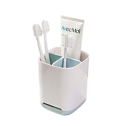 Plastic Toothbrush Holder Bathroom Electric Toothbrush and Toothpaste Organizer, Countertop Detachable Toothpaste Caddy Bathroom Storage Organizer -Small Blue-