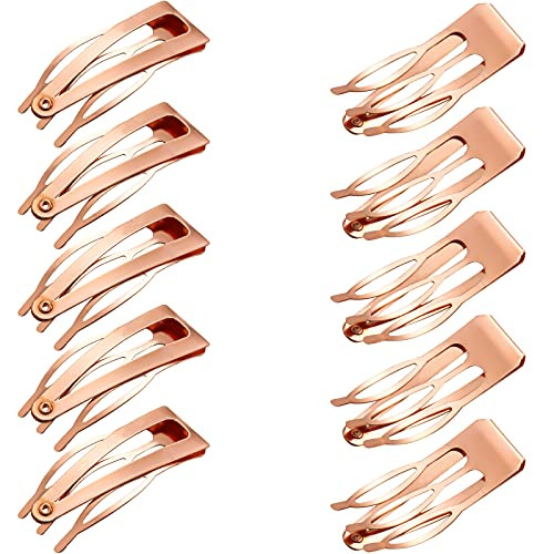 24 Pieces Double Grip Hair Clips Metal Snap Hair Clips Hair Barrettes for Hair Making, Salon Supplies -Rose Gold-