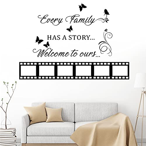 2 Sheets Family Lettering Quotes Decals Picture Frame Family Inspirational Quotes Wall Stickers Every Family Has a Story Wall Stickers for Living Room Bedroom Home Decorations