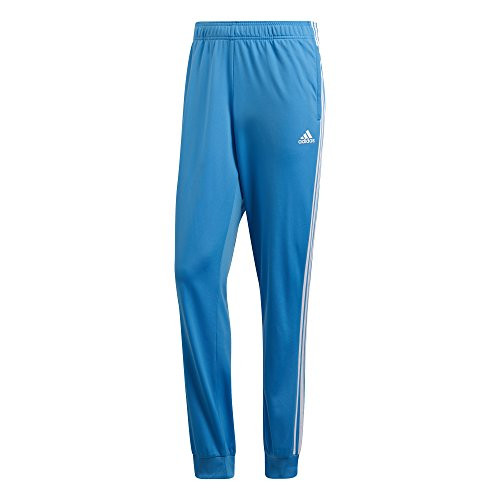 adidas Men's Athletics Essentials 3 Stripes Tapered Tricot Pant, Bright Blue/White, Large