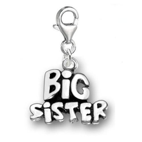 Clip on"Big Sister""Middle Sister""Little Sister" Dangle Pendant for European Clip on Charm Jewelry w/Lobster Clasp Choose Your Charm From Menu -Big Sister-