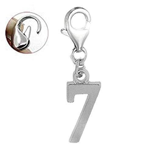 " Clip on Number 7 Charm"Dangle Charm Pendant for European Clip on Charm Jewelry w/Lobster Clasp " Clip on Number 7 Charm"Dangle Charm Pendant for European Clip on Charm Jewelry w/Lobster Clasp