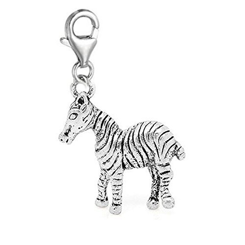 Clip on"Zebra Charm" Dangle Pendant for European Clip on Charm Jewelry w/Lobster Clasp Clip on"Zebra Charm" Dangle Pendant for European Clip on Charm Jewelry w/Lobster Clasp