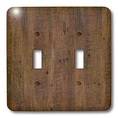 3dRose lsp_41602_2"Hickory Chesnut Wood" Double Toggle Switch