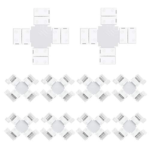LightingWill 10Pack X Shap 4-Pin RGB LED Light Strip Connector 10mm Solderless Adapter Connectors for 5050 Multicolor LED Strip Light LightingWill 10Pack X Shap 4-Pin RGB LED Light Strip Connector 10mm Solderless Adapter Connectors for 5050 Multicolor LED Strip Light