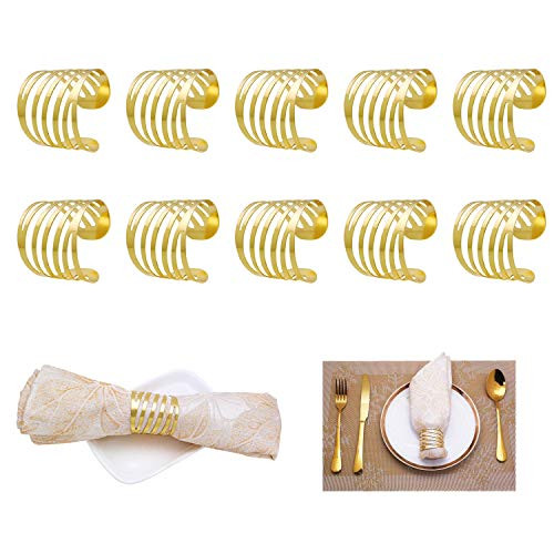 YASUOA 10 Pcs Gold Napkin Ring, Metal Hollow Out Napkin Rings Holders Exquisite Household Napkin Holder, Serviette Buckle Holder for Wedding Christmas Thanksgiving Party Dinner Table Decoration YASUOA 10 Pcs Gold Napkin Ring, Metal Hollow Out Napkin Rings Holders Exquisite Household Napkin Holder, Serviette Buckle Holder for Wedding Christmas Thanksgiving Party Dinner Table Decoration