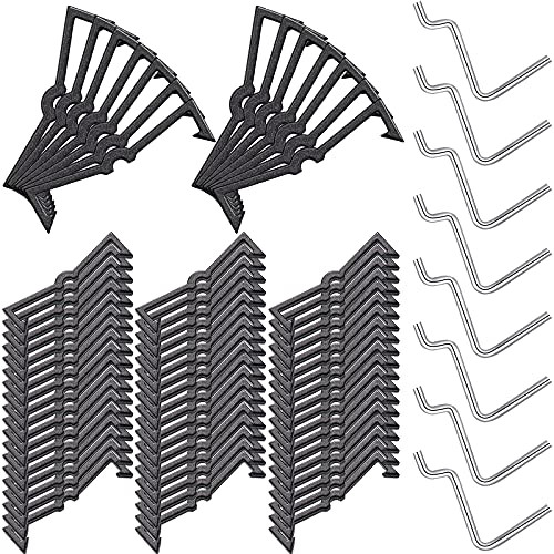 150 Pieces Black Plastic Pegboard Locks for Hooks Peg Locks Peg Hook Pegboard Display Hook Organizer Complete with 8 Pieces Steel Hooks