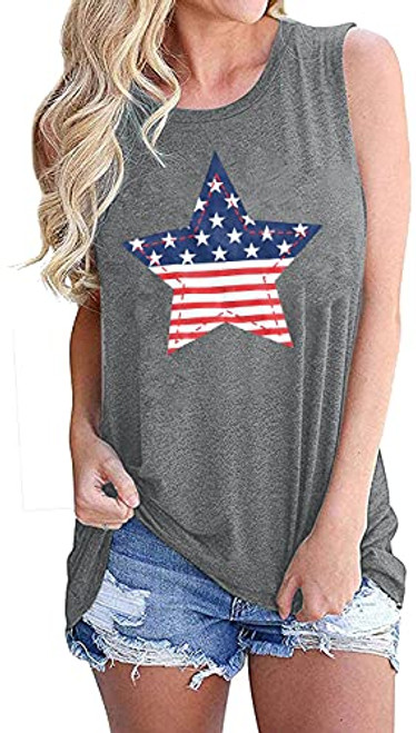 KIDDAD American Flag Tank Tops for Women 4th of July Tanks USA Patriotic Sleeveless Shirts Stars and Stripes T Shirt -Grey1, L- KIDDAD American Flag Tank Tops for Women 4th of July Tanks USA Patriotic Sleeveless Shirts Stars and Stripes T Shirt -Grey1, L-