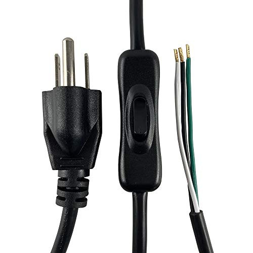 BCQLI US Plug 3Core Lamp Cord Has Button Switch, Plug, Stripped Ends Ready for Wiring -6 Foot Black