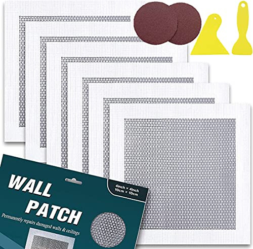 Drywall Repair Patch - 6 Pack Self Adhesive Fiberglass Wall Repair Patch Kit - Quick Solution to Fill The Holes in Your Walls - 4"x4" Heavy Duty Dry Wall Hole Repair Patch -4 inch X 6 P-