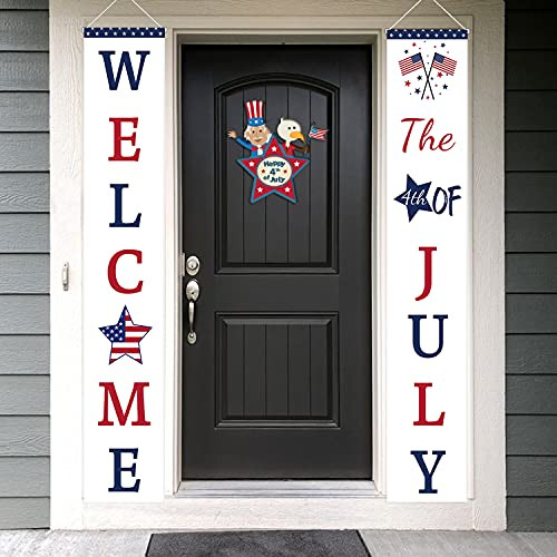 4th of July Patriotic Door Decoration Porch Sign - The 4th of July Welcome Banner Fourth of July Memorial Day Independence Day Hanging Indoor Outdoor Home Party Supplies 4th of July Patriotic Door Decoration Porch Sign - The 4th of July Welcome Banner Fourth of July Memorial Day Independence Day Hanging Indoor Outdoor Home Party Supplies