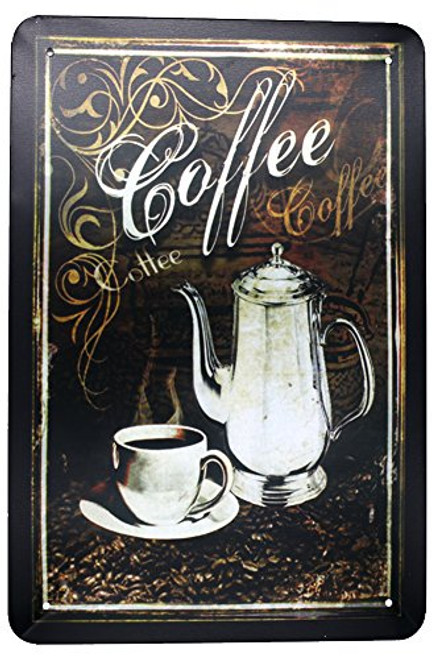 ARTCLUB Vintage Coffee, Metal Tin Sign, Vintage Antique Plaque Poster Kitchen Home Cafe Wall Decor