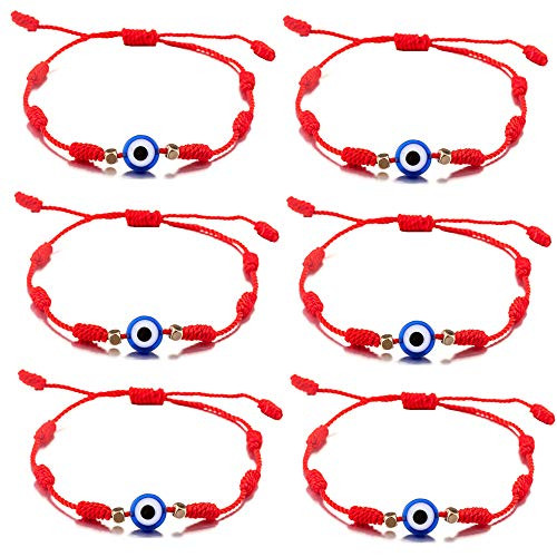 6 Pieces Evil Eye/Hamsa Hand Kabbalah String Bracelets for Women Men Boys Girls, Handmade Red Black Blue Braided String Bracelets, Amulet Bracelet for Protection and Good Luck -red-7 Knots- 6 Pieces Evil Eye/Hamsa Hand Kabbalah String Bracelets for Women Men Boys Girls, Handmade Red Black Blue Braided String Bracelets, Amulet Bracelet for Protection and Good Luck -red-7 Knots-