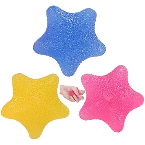 Star Shape Hand Therapy Exercise Balls Fidgets Stress Relief Ball Hand and Finger Grip Strengthening Therapy Exercise Gel Squeeze Balls Kits Rehabilitation  and  Grip Strengthener