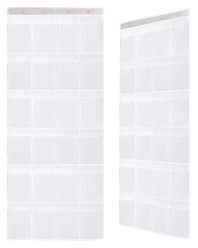 Shoe Organizer Over Door 24 Large-Size Pocket Hanging Shoe Holder Closet Shoes Hanger with 4 Metal Hooks, 1 Pack -White-