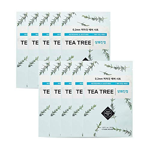 ETUDE HOUSE 0.2 Therapy Air Mask 10 Sheets -Teatree- | Hypo-Allergenic Mask Sheet with Fresh Moisture and Skin Clearing Effect