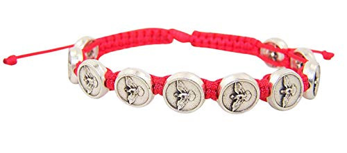 Confirmation Red Cord Bracelet with Silver Toned Holy Spirit Medals, 8 1/2 Inch Confirmation Red Cord Bracelet with Silver Toned Holy Spirit Medals, 8 1/2 Inch