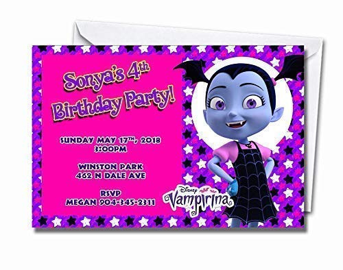 Vampirina Personalized Birthday Invitations More Designs Inside Includes Envelopes Address Labels and Sealing Stickers Cardstock Matte Glossy Vampirina Personalized Birthday Invitations More Designs Inside Includes Envelopes Address Labels and Sealing Stickers Cardstock Matte Glossy
