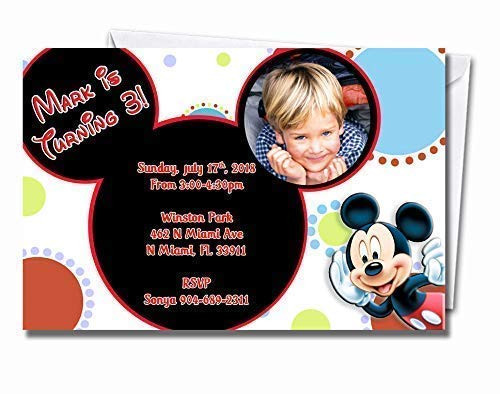 Mickey Mouse Personalized Birthday Invitations More Designs Inside Includes Envelopes Address Labels and Sealing Stickers