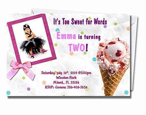 Ice Cream Personalized Birthday Invitations More Designs Inside Includes Envelopes Address Labels and Sealing Stickers