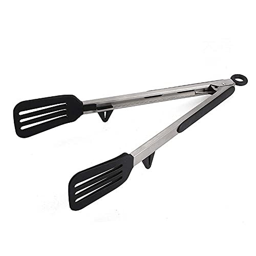 BBQ Grill Tongs Bread Clip Long Handle Silicone Restaurant Serving Utensil Cooking Buffet Noodle Food Folder Kitchen Tongs-12 inch,black-